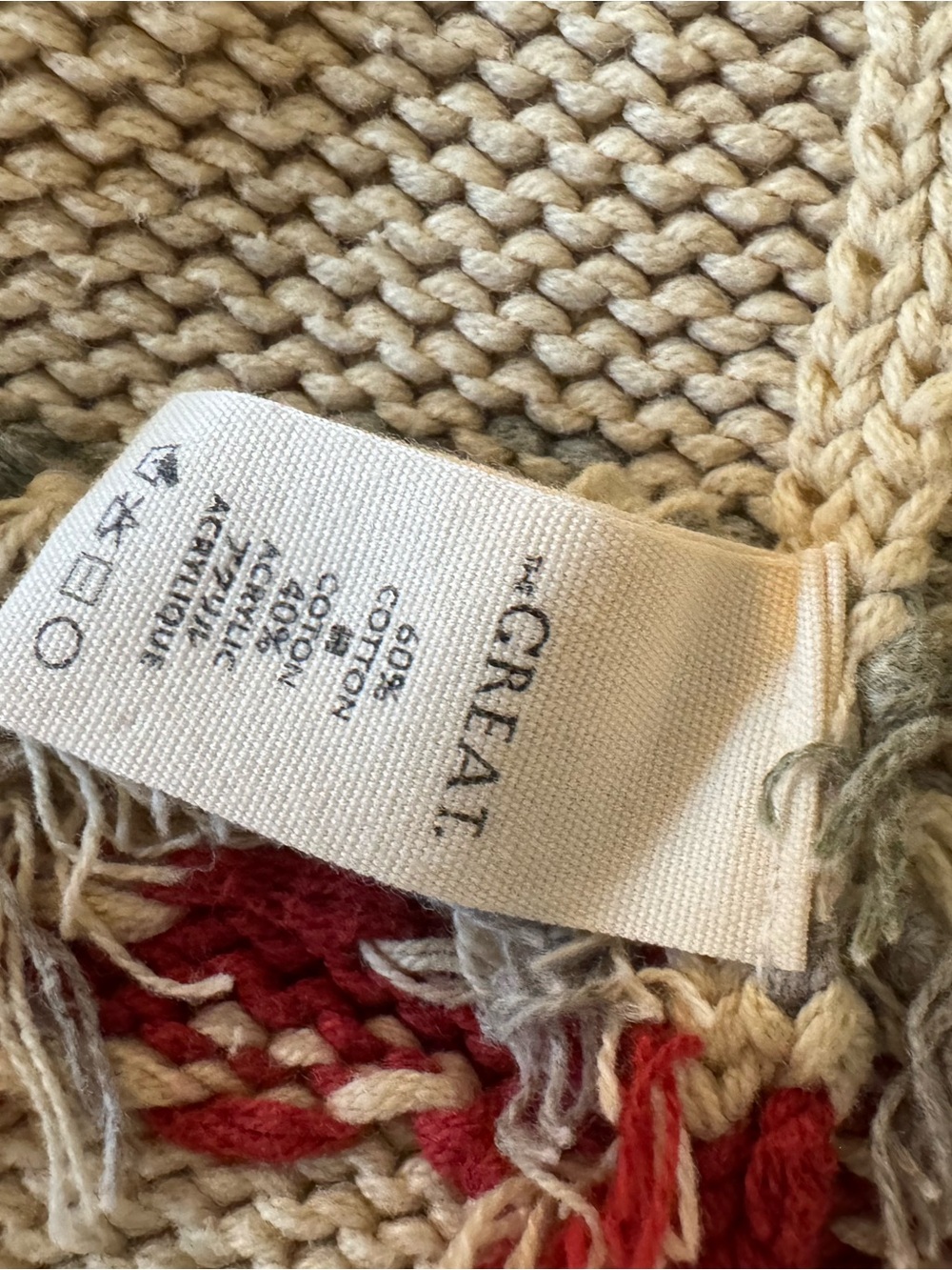 THE GREAT. Women's The Fisherman Intarsia Cotton-blend Cardigan - Size 1 small - Picture 6 of 6